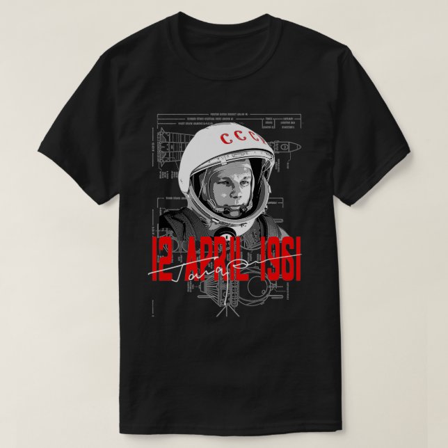 Gagarin Cosmonautics Day 60th Anniversary Space As T Shirt (Design framsida)
