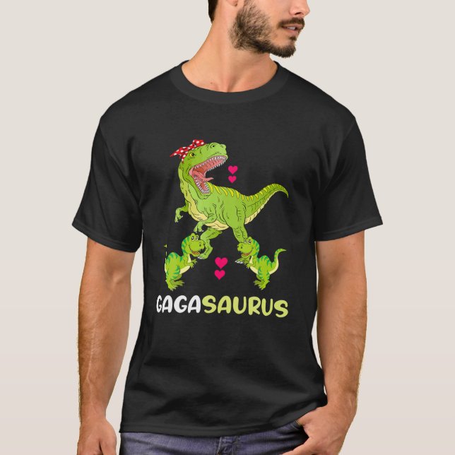 Gagasaurus t Rex Dinosaur Gaga Saurus Familj Shirt (Framsida)