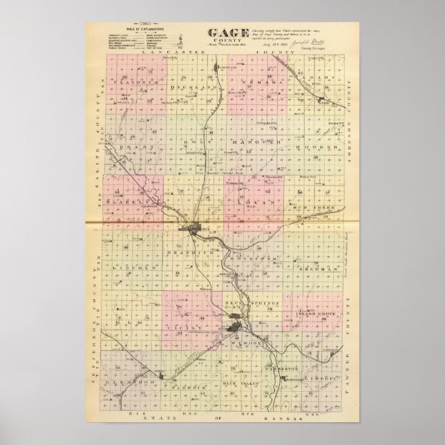 Gage County, Nebraska Poster (Framsidan)