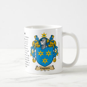 Gagnon, ursprung, den menande och vapensköldmugge kaffemugg