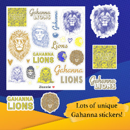 Gahanna Lejon Blue och Gult Vinyl Sticker Lakan Klistermärken