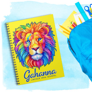 Gahanna Rainbow Lion Huvud Falskt Glitter Spiral Anteckningsbok