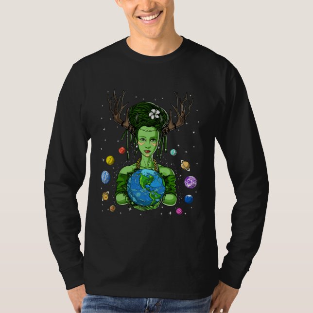 Gaia Greek Goddess Mother Earth Day Hippie Environ T Shirt (Framsida)