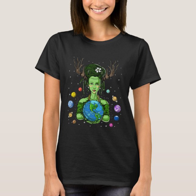 Gaia Greek Goddess Mother Earth Day Hippie Environ T Shirt (Framsida)