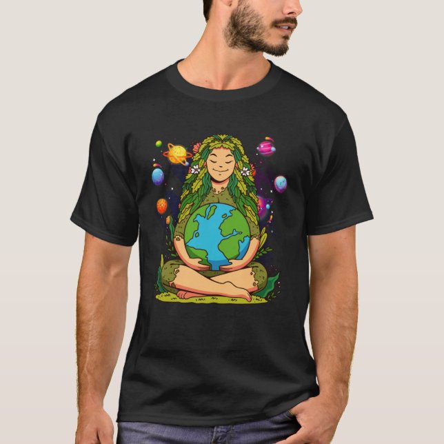 Gaia Greek Goddess Mother Earth Day Hippie Nature T Shirt (Framsida)