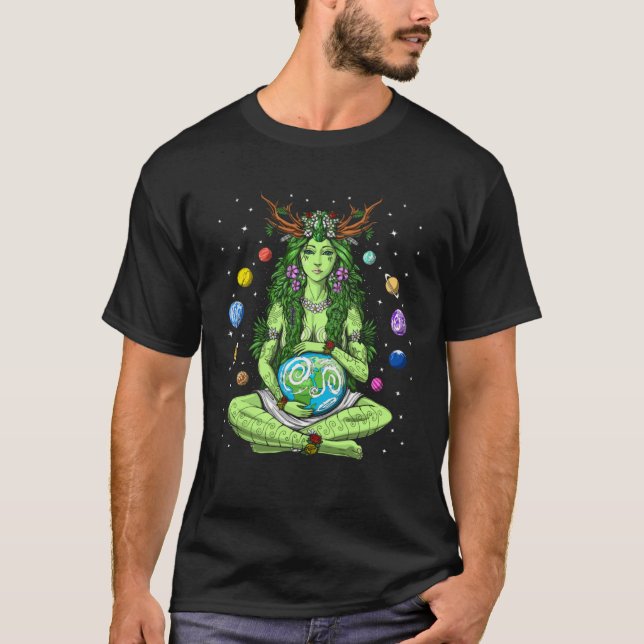 Gaia Greek Goddess Pagan Mother Earth Hippie Natur T Shirt (Framsida)