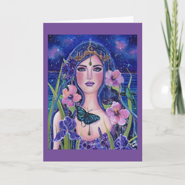 Gaia guddess med hummingbird av Renee Lavoie Kort (Framsida)
