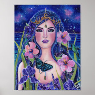 Gaia guddess med hummingbird av Renee Lavoie Poster