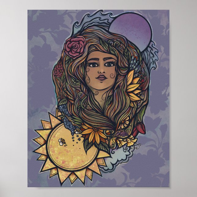 Gaia mor Earth Goddess Tarot världen över Poster (Framsidan)
