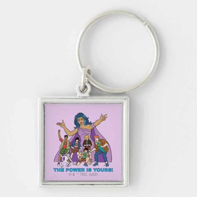 Gaia och Planeteers Graphic Fyrkantig Silverfärgad Nyckelring (Framsidan)