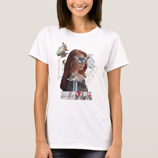 Gaia Woman Mixed Media Collage T-Shirt (Framsida)