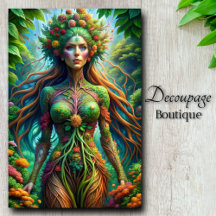 Gaias akening Vibrant Nature Goddess Decoupage