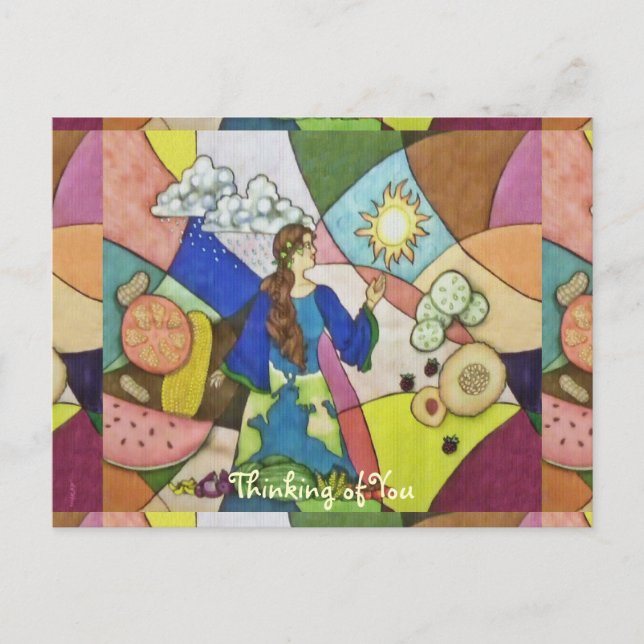 Gaias överflöd av vegetabiliska livsmedelsfrukter vykort (Framsida)