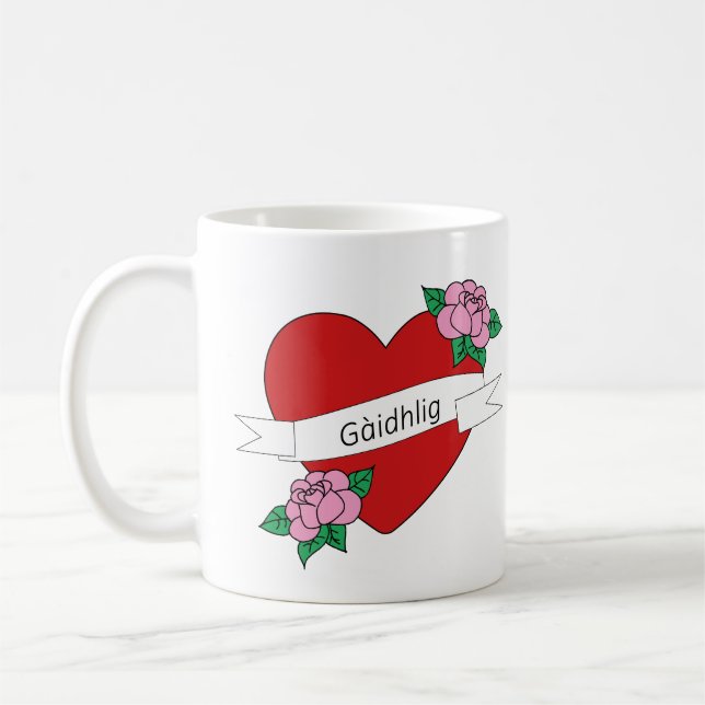 Gàidhlig i kärlek hjärta skotsk gaeliska kaffemugg (Vänster)