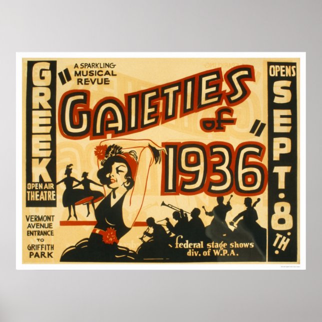 Gaieties Musical Revue 1936 WPA Poster (Framsidan)
