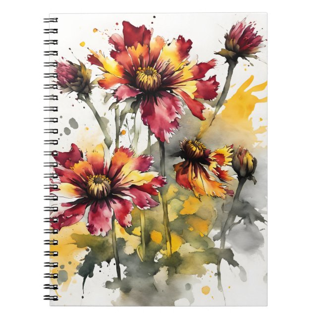 Gaillardia - Akvarellblommor Anteckningsbok (Framsidan)