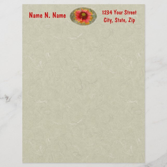 Gaillardia Wildblomma (Blanket Flower) Letterhead Brevhuvud (Framsida)