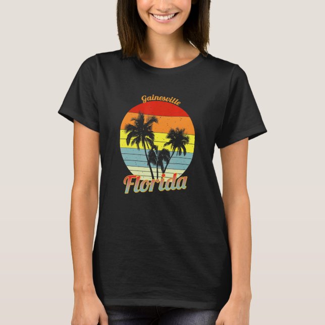 Gainesville Florida Retro Tropical Handflatan Träd T Shirt (Framsida)