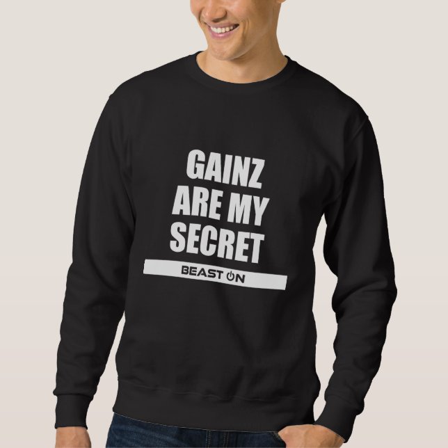 Gains are my Secret Fitness Gym Bodybuilding Motiv Lång Ärmad Tröja (Framsida)