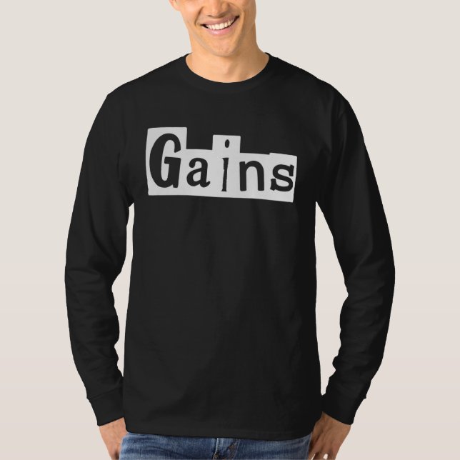 GAINS  Gym Fitness Workout Motivational F351 T Shirt (Framsida)