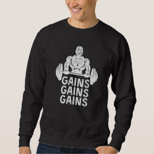 Gains Gym Råtta Gym Bro BodyBuilder Lång Ärmad Tröja