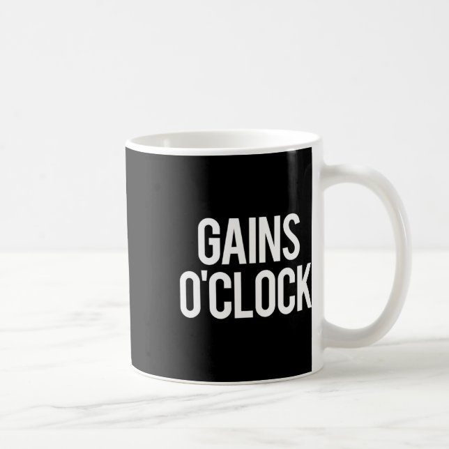 Gains O'klocka Funny Gym Weightlift Bodybuilding Kaffemugg (Höger)