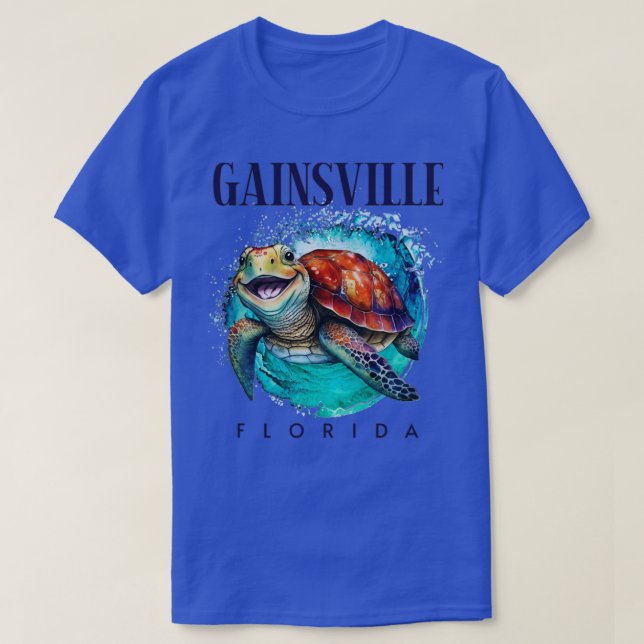 Gainsville Florida Watercolor Lycklig Sea Turtle T Shirt (Design framsida)