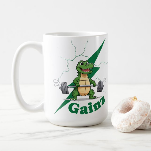 Gainz Gym Crokodile | Viktande arbetsgång Kaffemugg (Med munk)