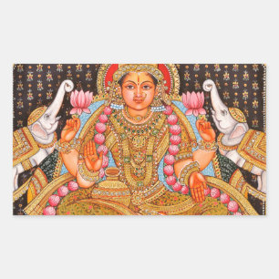 GAJA LAKSHMI INTRICATE TANJORE PAINERAR {SYD IND REKTANGULÄRT KLISTERMÄRKE