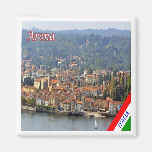 GAL005 ARONA Sjö Maggiore, Italien, Fridge Magnet (Framsidan)