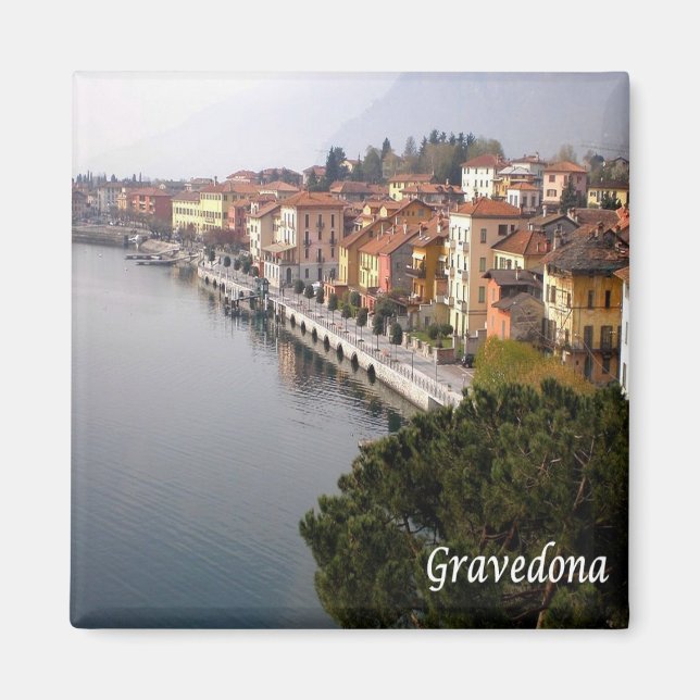 GAL044 GRAVEDONA - Sjö Como - Italien - Fridge Magnet (Framsidan)