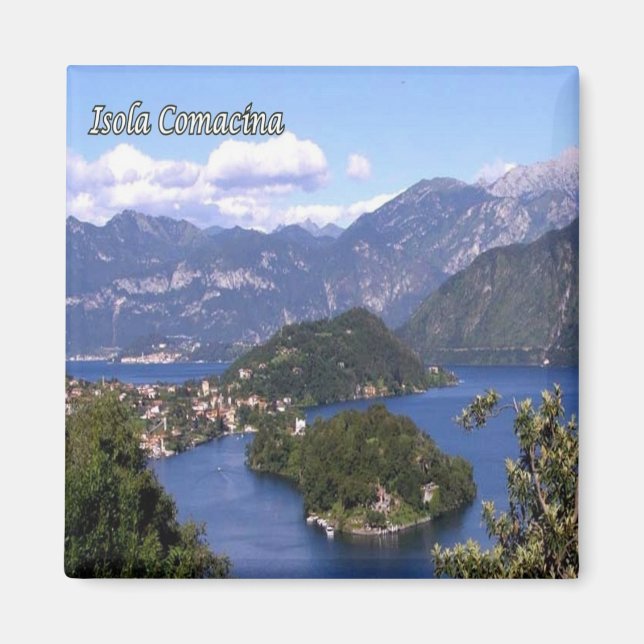 GAL048 ISOLA COMACINA, Sjö Como Italien, Fridge Magnet (Framsidan)