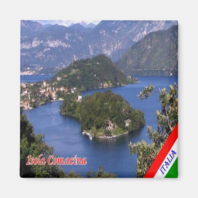 GAL052 ISOLA COMACINA, Sjö Como, Italien, Fridge Magnet (Framsidan)