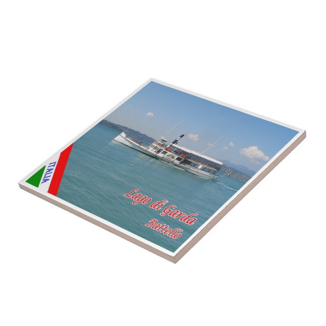 GAL060 SJÖ GARDA, Boat, Italien Kakelplatta (Sidan)