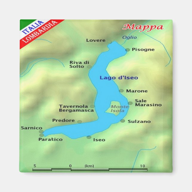 GAL069 SJÖ ISEO - Karta - Italien - Fridge Magnet (Framsidan)