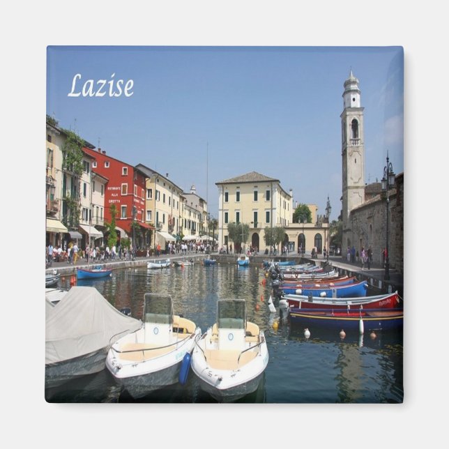 GAL072 LAZISE, Sjö Garda, Port, Italien, Fridge Magnet (Framsidan)
