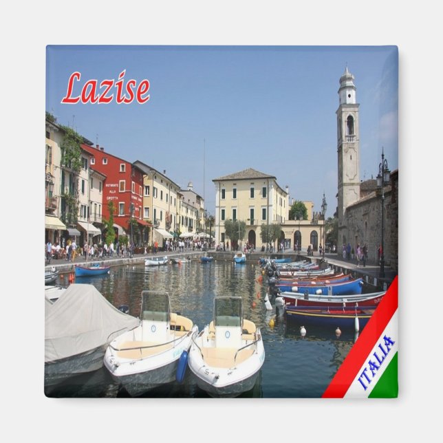 GAL073 LAZISE, Sjö Garda, Port, Italien, Fridge Magnet (Framsidan)