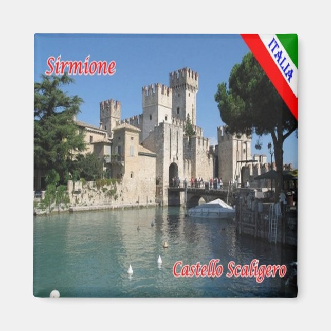GAL112 SIRMIONE Sjö Garda, Castle Scaligero Magnet (Framsidan)