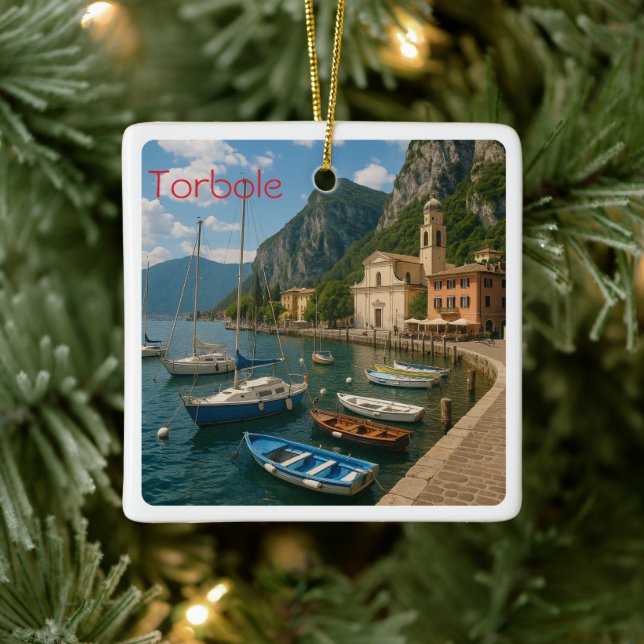 GAL120 TORBOLE, Sjö Garda, Italien Julgransprydnad Keramik (Träd)