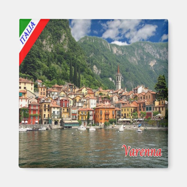 GAL133 VARENNA - Sjö Como - Italien - Fridge Magnet (Framsidan)