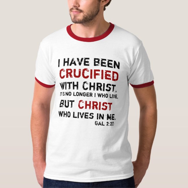 Gal.-2:20 har jag korsfästs med Christ. Tee Shirt (Framsida)