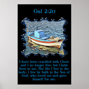 Gal 2:20 med en gammal båt i lugnens hav. poster