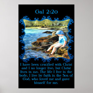 Gal 2:20 Pojke-fiske i floden. Poster