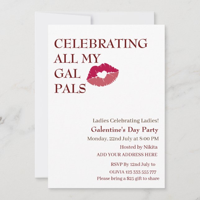 GAL Galentine's Day Girls Natt Inbjudningar (Framsida)