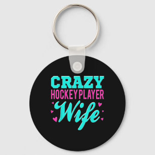 Gal Hockey Spelare Hustru Olympisk Ishockey Plan Nyckelring