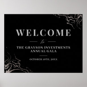 Gal Silver Marmor Välkomstskylt Poster
