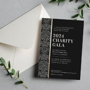GALA BOLL, modern elegant event black slips guld Inbjudningar