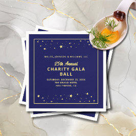 Gala Boll Silent Auction Elegant Blue Guld Pappersservett
