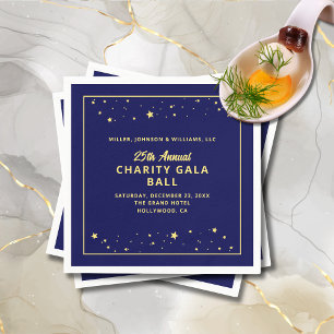 Gala Boll Silent Auction Elegant Blue Guld Pappersservett