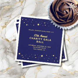 Gala Event Charity Boll Elegant Blue Guld Stars Pappersservett